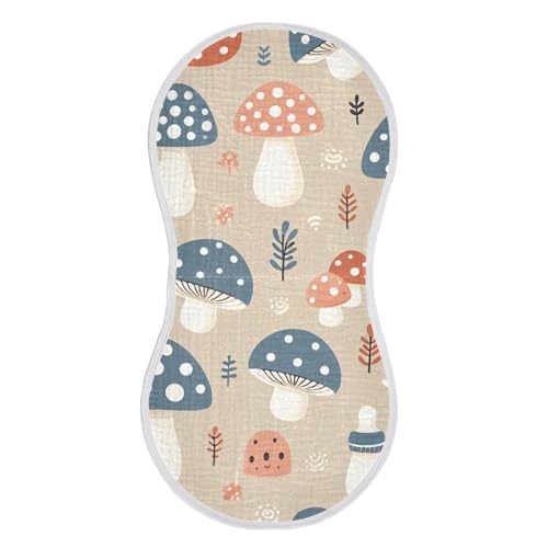 Muslin Burp Cloth for Baby 4PCS Cute Mushrooms with Dots Super Absorbent Burping Cloths, Bibs for Newborn Boys Girls3