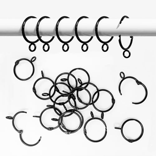 OOTSR 16 PCS Black Curtain Rings with Eyelet, 1.25