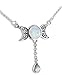 Sterling Silver Celtic Knot Triple Moon Phases Genuine Rainbow Moonstone 17" Necklace