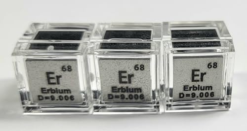 Image of 0.39 inch 10mm Erbium Metal Cube Er up to 99.9% Pure Periodic Table Element Engraved Density Collection Science Education Display Block Cube + Acrylic Case Box - 1PC
