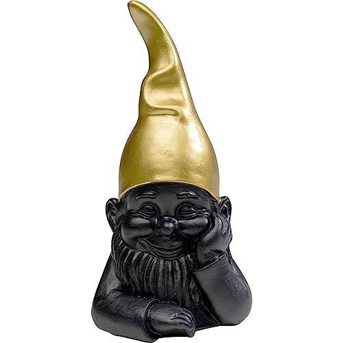 Kare Design Deko Figur Zwerg Schwarz/Gold, Deko Objekt, Dekoration für Wohnzimmer, Schlafzimmer, Büro, Regale, Gartenzwerg, Accessoire, 21x10x9cm (H/B/T)