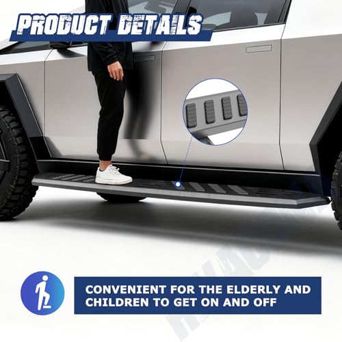 Estribos laterales para Tesla Cybertruck 2024-2026, acero negro miniatura 6