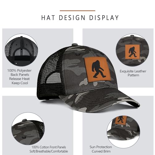 Image of Mens Hat Snapback Trucker Hats Outdoor Gifts for Men Dad Husband Father's Day Leather Pattern Baseball Cap