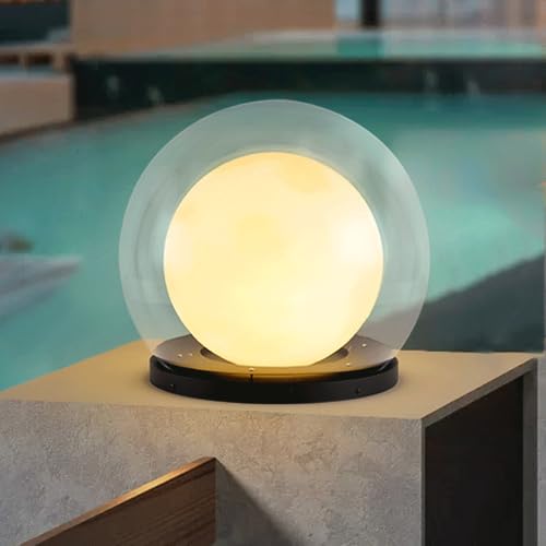 HZWJIA Solar Pillar Lamp LED Acrylic Shade Modern Luxury Warm White Pillar Cap Lamp White Outdoor Solar Pillar Lamp IP65 Waterproof Pillar Head Lamp for Villa Landscape Lawn Pillar Lamp Diameter 13in