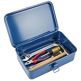 Housoutil Portable Tool Box Repair Tool Storage Container General Tool Box Hardware Case Craft Storage Toolbox for Tools Metal Tool Boxes Hand Carry Blue