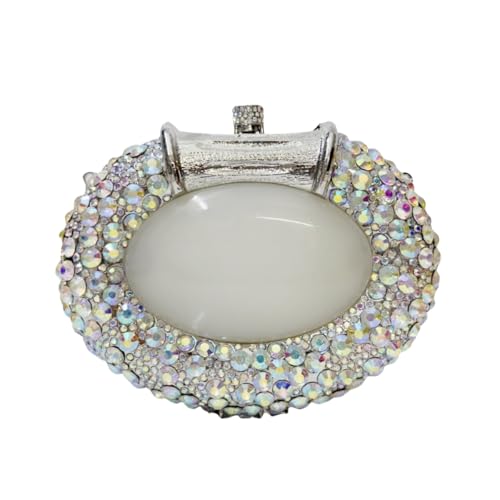 Image of UMREN Women Crystal Oval Shell Evening Purse Bags Luxury Rhinestone Clutch Unique Gems Handbag Bridal Wedding Shoulder Bag