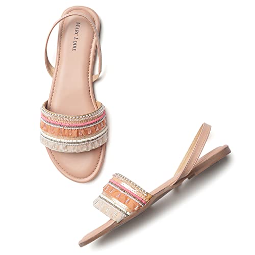 Marc Loire Women's Pair of Embellished Fashion Flat Sandals (Nude, numeric_5)