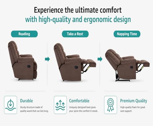 Image of Torque - Mikkel Leatherette Recliner Sofa 3 Seater Manual- Brown | Three-Seater Recliner Couch Chair | Triple 3 Seater Recliner Sofa for Living Room 1 Year Warranty