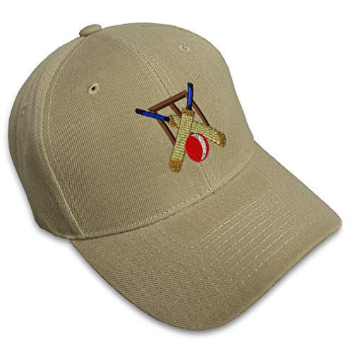 Speedy Pros - Custom Baseball Cap Sport Cricket Logo Embroidery Cricket Acrylic Dad Hats for Men & Women Khaki Design Only