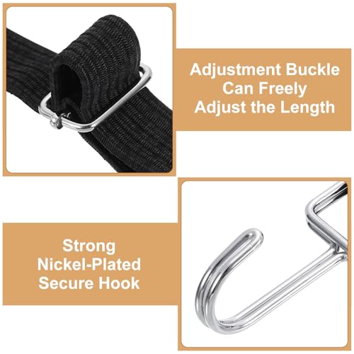 Image of uxcell 6Pcs Adjustable Bungee Cords with Hooks, 39 Inch Flat Heavy Duty Elasticity Straps Rubber Bungee Cords with Buckle for Outdoor, Camping, Tarp, Bike Rack, Luggage, Black