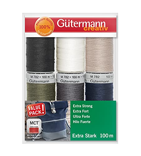 Gütermann creativ Sewing Thread Set including 6 spools Extra Strong 100 m in Basic Colours, Multi, 100m - Image 2