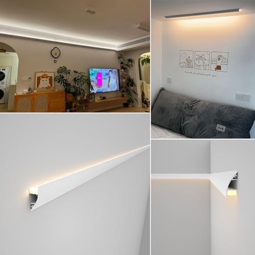LED Wreath Casting Lighting Kit - White Aluminum Indirect Decorative Trim, Hanging Edge Profile for Bedroom, Modern Lighting Slot (1PC)
