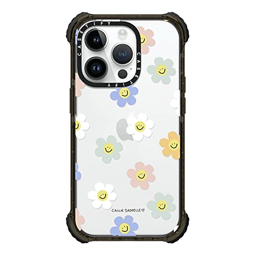 Casetify Ultra Impact iPhone 14 Pro Case [5X Military Grade Drop Tested / 11.5ft Drop Protection] - Happy Daisies by Callie Danielle - Glossy Black