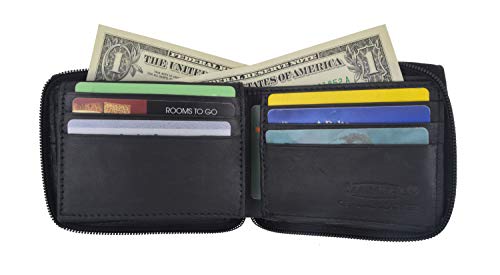 MARSHAL Leather Zipper Bifold European Mens Wallet #12563