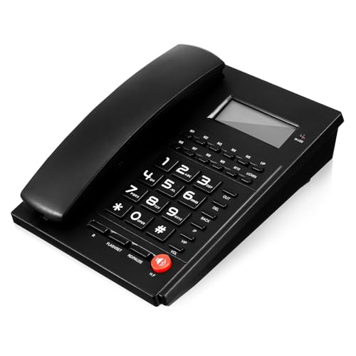 Téléphone filaire noir DOITOOL L-13 à grands boutons et affichage de l'appelant pour maison