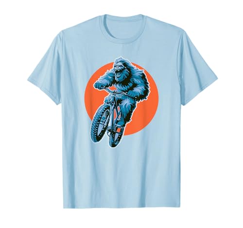 Mountain Bike Sasquatch Biking Bigfoot Maglietta