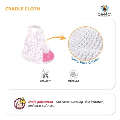 Image of Premium Swing Cradle Set | Hanging Swing Cradle, Removable 5-Layer Padded Bed & Mosquito Net | Up to 15 kg | Light Pink Dot