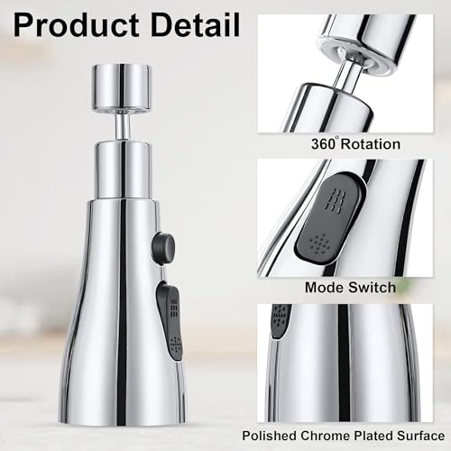 Image of GLUN 3 Mode Kitchen Sink Faucet (Bubble, Flow & Shower) Universal Connector with Chrome Premium Finish, Foam Flow Tap Shower