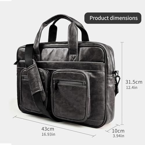 Image of MOCA PU Leather Laptop Bag for Men & Women | Office Briefcase | Multi-Pocket Messenger Bag | Fits 15.6 Inch Laptop | Adjustable Shoulder Strap