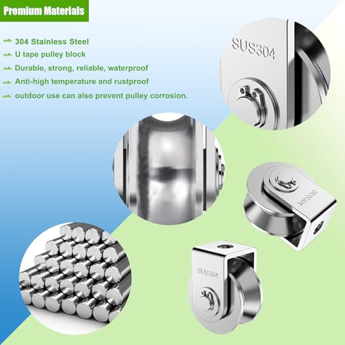 image for High-PQ 2Pack Pulley Block U 304 Stainless Steel Pulley Roller, 3 Inch