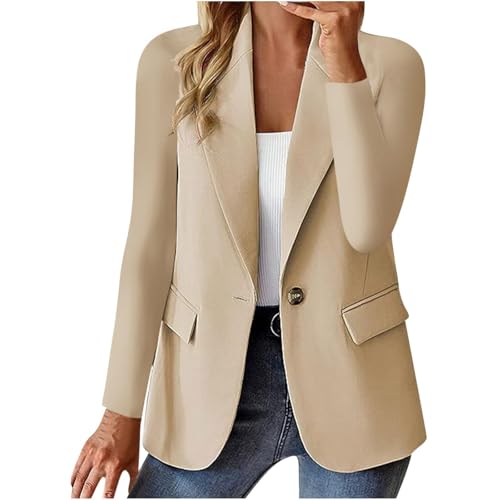 2024 Women's Blazer Casual Bussiness Blazers Long Sleeve Button Jacket Solid Lapel Suite Jacket with Pockets