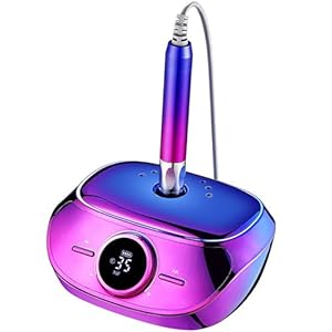 Electric Nail Drill, Professional 35000RPM Nail File with Memory Function, Brushless Motor with Low Noise and No Vibration, Strong Polishing Power, LED Display, for Acrylic, Gel Nails