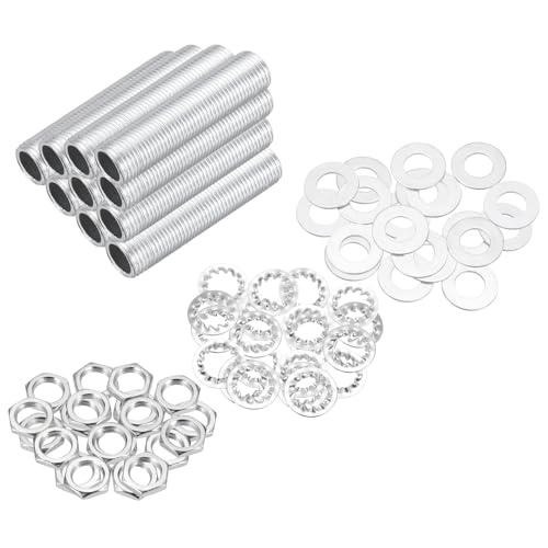 Image of MECCANIXITY 70Pcs 0.8 inch Lamp Pipe Kit with Nuts Washers 1 /8IP Thread Fasteners Assortment for Chandelier Ceiling Light Repair Assembly DIY Hardware