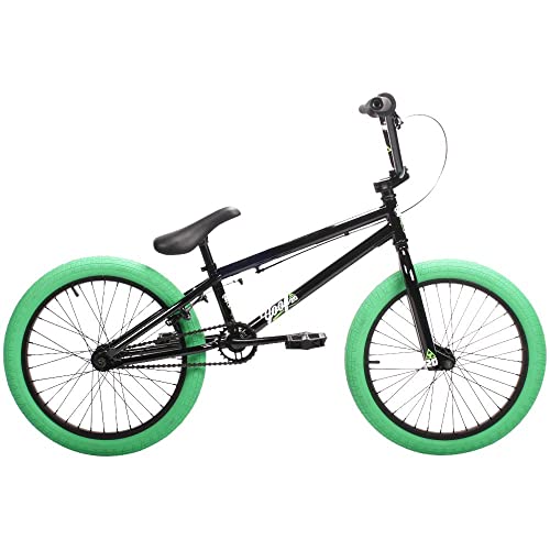 Jet BMX Yoof 20" BMX Bike - Gloss Black with Green Tyres Cover