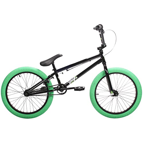 Jet BMX Yoof 20" BMX Bike - Gloss Black with Green Tyres