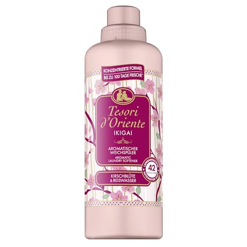 TESORI DORIENTE Weichspüler Ikigai | Für 42 Wäscheladungen | Duft für bis zu 100 Tage mit Kirschblüte und Reiswasser | luxuriöser Weichspüler für weiche Wäsche | 760ml