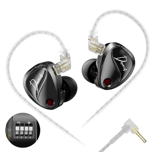 Image of KZ Duonic Hybrid Planar Magnetic in-Ear Monitor, 3X Flux3 8mm Planar + 8mm Super-Linear Dynamic Driver, Bass Improved Switch Version, Black Shell 3.5mm Cable