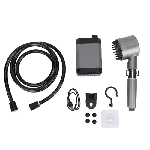 Ducha portátil para camping, ducha recargable de 12000mAh con pantalla LED, 3 modos de rociado, bomba para ducha exterior para senderismo, viajes, automóvil, baño de mascotas, con power bank miniatura 5