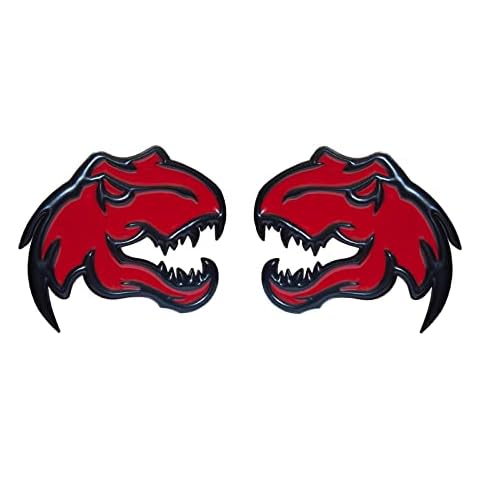 A Pair Dinosaur Emblem for Dodge RAM TRX 1500 2500 3500 Charger Challenger (Red) Cover