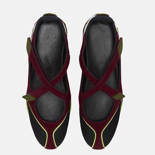 Arqa Color Block Suede Ballet Flat Sneakers for Women Breathable Lightweight Walking Flat Sneakers Comfortable Outgoing Pull on Tennis Walking Shoes4