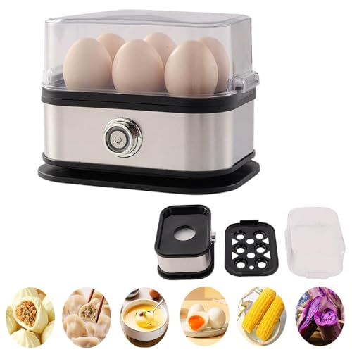 Rapid Egg Cooker,Effortless Egg Cooking with Premium Stainless Steel Egg Cooker, Smart Egg Cooker with Auto Shut-Off, 6 Eggs Capacity,Multi-Function Soft, Medium, Hard Boiled (Black)