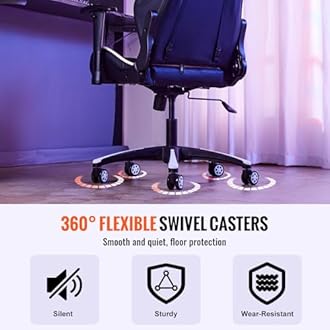 VEVOR Office Chair Base Replacement, 28", 2500 lbs Static Load, Heavy Duty Universal Computer Desk Chair Stool Base Part with 5 Casters and Reinforced Legs, Desk Chair Base Replacement, Black + White