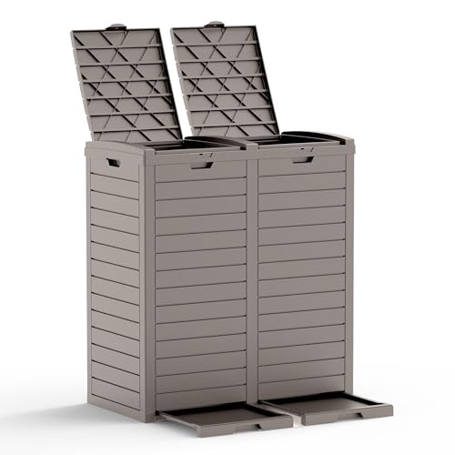 GYMHILL 62 Gallon Outdoor Trash Can with Tiered Lid