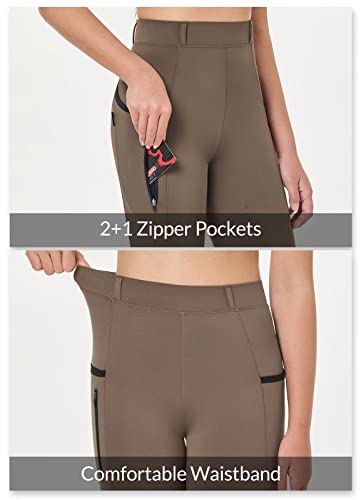Baleaf Girls Horse Riding Pants Kids Equestrian Breeches Belt Loops Knee-Patch Youth Schooling Tights Zipper Pocket Brown Xs #TOP2