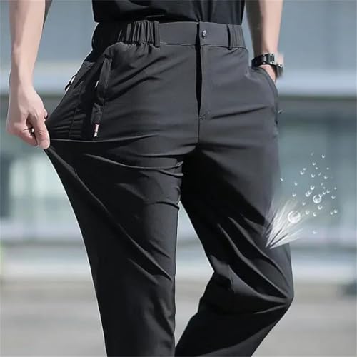 Men's Ice Silk Summer Pants Elastic Waist Straight Leg Quick Dry Plus Size Work Outdoor2