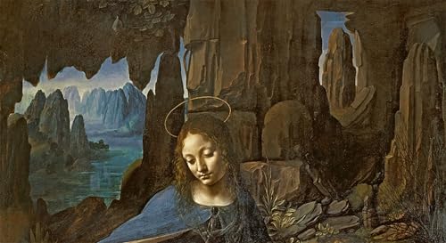 Impression d'art Vierge des Rochers Léonard de Vinci, tableau mural vintage haut de gamme 60x90cm