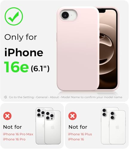 Image of DIZORO Compatible with iPhone 17e / iPhone 16e Case 6.1 inch Liquid Silicone 3 Layers Full Covered Soft Gel Rubber Phone Case,Shockproof Protective Cover with Anti-Scratch Microfiber Lining-Sand Pink