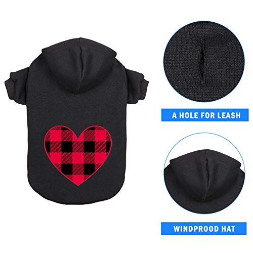 Dog Hoodie Sweater For Dogs Pet Clothes Black Buffalo Plaid Warm And Soft Breathable Cozy(Xs) #TOP3