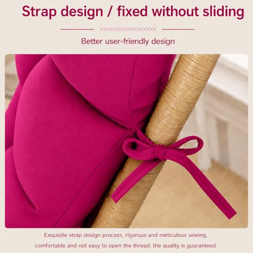 Image of Rocking Chair Cushion Set 18 x 50 Inch Thick Tufted Chair Cushion with Backrest and Seat Pad Soft Premium Fabric Polyester Filling Non Slip Indoor Outdoor Rocking Chair Replacement Cushion (Pink)
