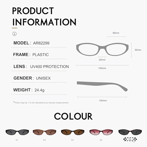 Image of Retro Oval Sunglasses Womens Mens Y2k Trendy Cateye Shades AR82299 | Narrow Round Cute Sunnies,90s 2000s Cool Skinny Frame