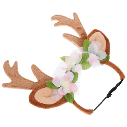 SUPVOX トナカイのアントラーヘッドバンド クリスマス パーティー 犬の帽子 トナカイ犬の衣装 角 面白い 犬のトナカイのカチューシャ 犬トナカイ衣装 ショートぬいぐるみ