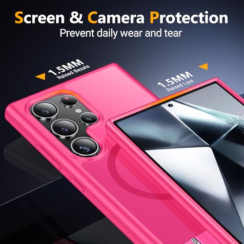Image of SPIDERCASE Magnetic for Samsung Galaxy S24 Ultra Case, [3 Stand Ways][ Military Grade Drop Protection] with Invisible Stand Shockproof Slim Case for S24 Ultra 5G,Rose Red