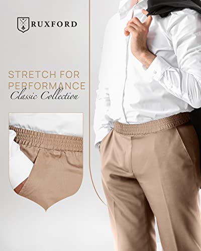 Ruxford Mens Elastic Waist Pants For Seniors - Adaptive Mens Pants For Elderly | Elastic Waist Pants For Men | Senior Elastic Waist Pants Beige #TOP1