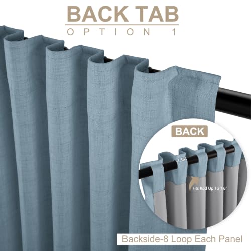 Image of Linen Textured Total Blackout Curtains for Bedroom 72 Inches Long, Blue