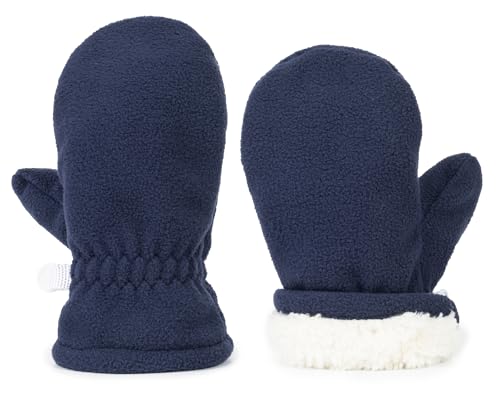 Toddler Mittens Sherpa Lined Fleece Gloves Winter Warm Easy-On Kids Winter Outdoor Mittens for Boys Girls