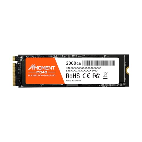 Image of MMOMENT MG43 2TB M.2 2280 PCIe Gen4 NVMe 1.4 Internal SSD, Read Up to 5000MB /s, Write up to 4500MB /s Storage for PC, Laptops, Gaming